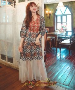 マキシ | 夏秋ワンピース チュール レディース マキシワンピース ロングワンピース パーティー 二次会 痩せて見える 七分袖 Vネック ピンク ハイウエスト 鎖骨 黒