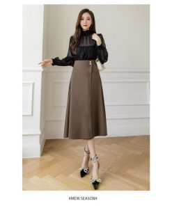 スカート | ボトムス ロング丈 ミモレ丈 Aライン 楽 大人 きれいめ 20代 30代 40代 通勤 上品 ビジネス オフィス 高見え 冬 2022新作 着痩せ 脚長効果 秋
