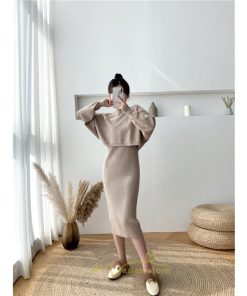 ニットワンピース | セットアップ レディース 秋冬 きれいめ ロング丈無地 20代30代40代50代 長袖 可愛い 大人 通勤 お出かけ お呼ばれ 着痩せ