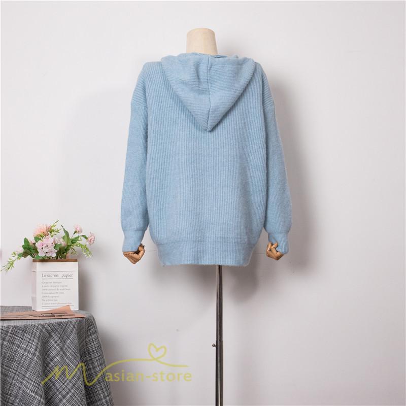 カーディガン | ニットニットパーカー セーター フード付き アウター 羽織り 秋冬 レディース トップス 通学通勤 ゆったり 7色 厚手 ニットアウター 20代40代