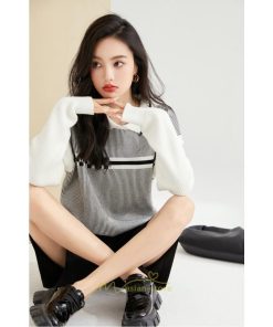 ニット・セーター | ニット レディース トップス 秋冬 セーター 長袖 秋服コーデ 切り替え ボーダー柄 ストライプ あったか 暖か 2022新作 通学 定番 かわいい 通勤 オシャレ