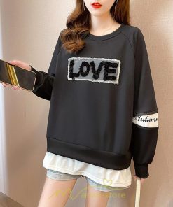 パーカー | トレーナー Tシャツ ロングT 切り替え スウェット トップス レディース 秋 冬 春 コーデ カジュアル お出かけ 丸ネック 可愛い ゆる 体型カバー