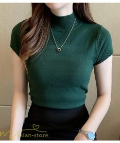 送料無料SALE | サマーニット レディース 半袖 トップス ストレッチ 無地 スリム ニット 可愛い セクシー 柔らか 大人 オフィス 洗えるニット 黒 夏服 夏物 女っぽい 白 OL