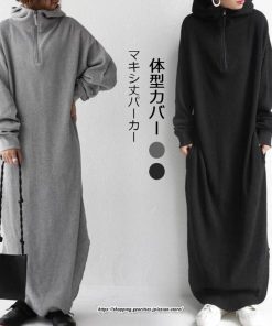 マキシ | ワンピース レディース パーカーワンピース 長袖 秋 冬 パーカー ロングワンピース ゆったり フード付き 体型カバー 40代 お洒落 通勤 上品 30代