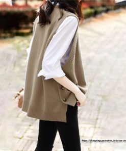 ベスト | ニットニットタンクトップ レディース ニット タンクトップ トップス 重ね着 ノースリーブ タンク コーデ 秋 ボタン付き チョッキ セーター