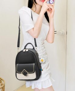 リュック | デイパック 3way レディース おしゃれ 小さめ フェイクレザー バックパック 配色 リュックサック ミニバイカラー