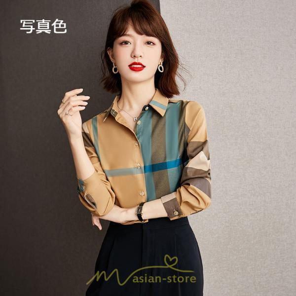 シャツ・ブラウス | ブラウス レディース 長袖 50代 チェック柄 シャツ コットン トップス きれい 40代 30代 20代 カジュアル 通勤 お出かけ 食事会 お出かけ 女子会 デート