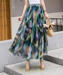 スカート | / レディース ボトムス ロンスカ ロング マキシ丈 フレアウエストゴム 花柄 涼しい ゆったり 花柄 シフォン カラバリ豊富 プリント 夏