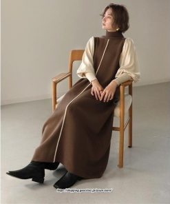 マキシ | センターライン ニットワンピース ロング ワンピース 長袖 レディース 着痩せ 上品 フェミニン キレイめ 通勤 おしゃれ 50代　 オシャレ 30代 通勤 20代 40代