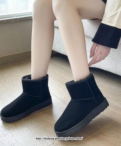 ブーツ | ムートンレディース ショートボア 防寒 暖かい 防風 裏起毛 軽量 冬 雪 カジュアル スノー痛くない 歩きやすい ファー
