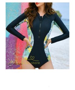 水着 | フィットネス競泳 レディース パッド付き ワンピース 女性 練習 トレーニング スイムウェア 20代30代40代 プリント 韓国ファッション 長袖 オールインワン