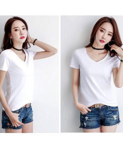 ｔシャツ・カットソー | Tシャツ レディース 半袖 夏Tシャツ サマー Vネック 無地 スリム 可愛い 綿