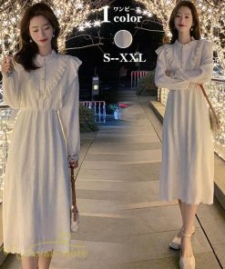 ミディアム | 長袖ワンピース 春 レディース スプリングワンピース Aライン 秋 ワンピース 上品 20代 30代 40代 韓国風 きれいめ 大きいサイズ 気質 おしゃれ 日常感
