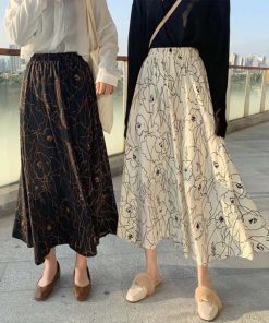 マキシスカート | 柄 ロングスカート 春 ウエストゴム スカート ミモレ丈スカート