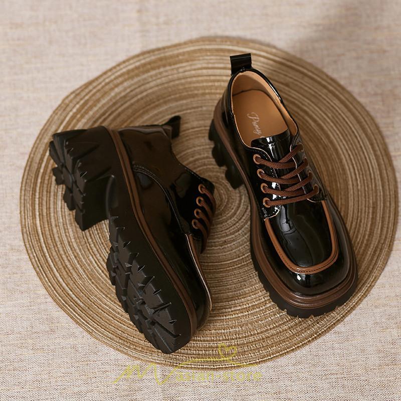 ローファー | 厚底 レディース 厚底スニーカー レースアップ スニーカー PU 合皮 通学 通勤 かわいい 送料無料 可愛い 冬 夏 秋 春