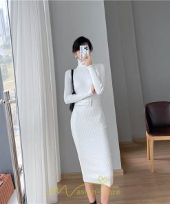 ニットワンピース | レディース 冬 きれいめ ニットフレア ロング おしゃれ タートルネック 秋冬 送料無料 可愛い 20代30代40代50代 ベルト付き おしゃれ 通勤