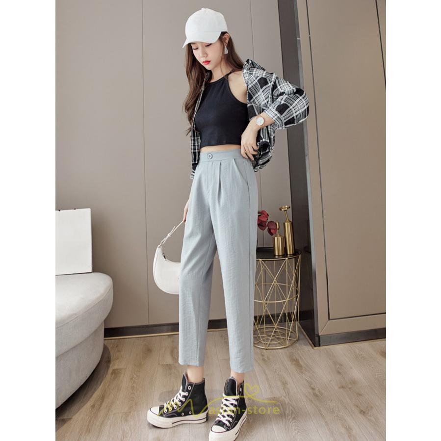 チノ・テーパード・ジョガー・スキニーパン | テーパードパンツ レディース ボトムス パンツ 麻綿風 チノパン 涼しい 接触冷感 ウエストゴム 夏パンツ 九分丈 春夏秋 可愛い 20代30代 無地 スリム 40代 大人