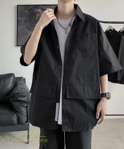 シャツ | メンズ 半袖 トップス ワイドTゆったり 無地 ライトアウター 着回し 夏新作 コーデ 白黒細身 通勤通学 XXL 日常感 大きいサイズ