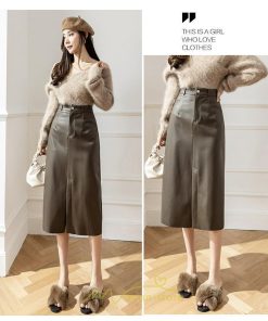 スカート | レザーフレアロング レディース  ボトムス ロングAライン ミモレ丈 かっこいい スリット オシャレ 着痩せ キレイめ