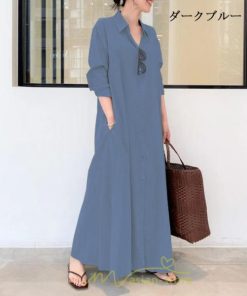 マキシ | ワンピース レディース 春 秋 長袖 ロングワンピース スカート マキシ丈 秋冬 通勤着 可愛い ゆったり 体型カバー カジュアル 綿麻 50代 40代 30代 20代