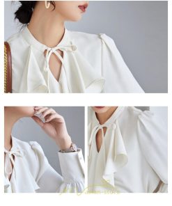 シャツ・ブラウス | ブラウス シャツ レディース 40代 上品 ブラウス きれいめ 通勤 OL ビジネス ゆったり 白 トップス 優雅 フェミニン シフォン 長袖 50代 20代 30代