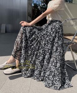 スカート | ロング 秋 花柄 柔らか ボトムス レディース ロングマキシ丈 シンプル 無地 カジュアル 着痩せ コーデ 春 30代 50代 秋20代 シフォン 40代 夏