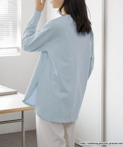 tシャツ・カットソー | Tシャツ Tシャツ コットン長袖オーバーサイズ裾ラウンドTシャツ レディース 綿Tシャツ 長袖Tシャツ クルーネック 秋物 ミドル丈 無地 丸首 長袖