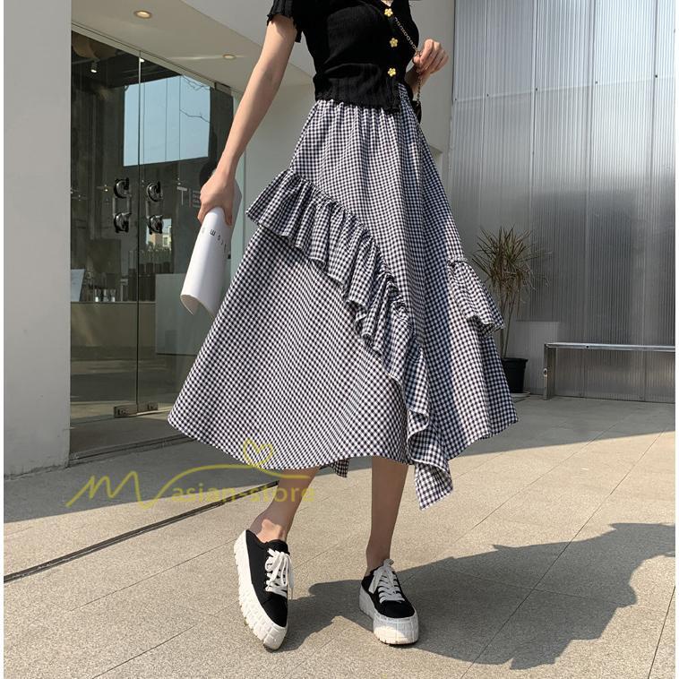 スカート | プリーツロング 春 夏 秋 マキシ 大きいサイズ フレアマキシプリーツ チェック柄 通勤通学 20代30代40代 不規則 フレア