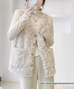 ベスト | ファーレディース 秋冬 アウター ジレ 羽織り 前開き ボタン カーディガン フェイクファー コーデ 袖なし ノーカラー ファーアウター 送料無料