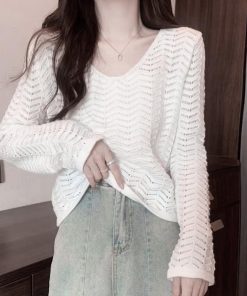 透かし編みトップス | 透かし編みニット メッシュニット 春秋冬