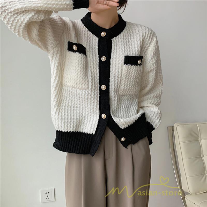 カーディガン | 2022秋冬ニットショート丈 レディース フロントボタン 羽織り ポケット アウター ニット セーター 大人 20代40代 やさしい 通学通勤 長袖