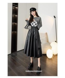 スカート | ロングレザープリーツAライン秋 冬 レディース ロング丈 着痩せ 20代 30代 40代 送料無料 50代 2022年