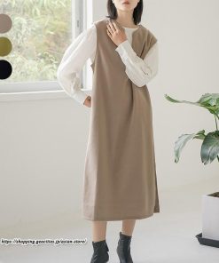 マキシ | ベストワンピース ラシャベスト ラシャワンピース ロング丈 ノースリーブ 袖なし レディース ロングベスト ワンピース 無地 大人 ラシャ スリット ポケット