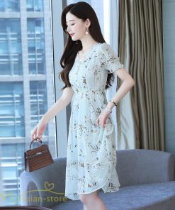 ミディアム | ワンピース レディース ミディアムワンピース 花柄 夏服 Aラインワンピース 上品 ミディアム丈 お出かけ 20代 30代 カジュアル 40代 エレガント 膝丈 Vネック