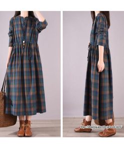 マキシ | チェックワンピース 秋ワンピース ロングワンピース 長袖ワンピース レディース ワンピース 秋物 ロング丈 ゆったり チェック柄 長袖 リボン付き 大人 30代
