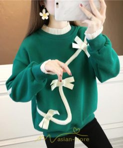 パーカー | トレーナー レディース プルオーバー クルーネック 長袖 レース トップス Tシャツ スウェット ゆったり 蝶結び カジュアル 20代30代40代50代