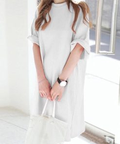 ｔシャツ・カットソー | 大きめTシャツ レディース 夏物 半袖 五分袖 カットソー ロングｔ ワンピース 無地 プルオーバー 白 黒 ルームウェア ゆったり Tシャツ 可愛い お出かけ 綿