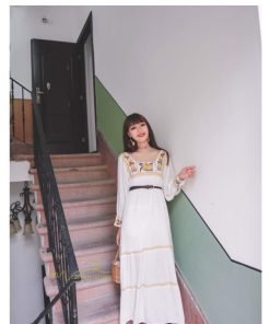 マキシ | ロングワンピース 長袖 レディース 秋物 刺繍 ダンス Aラインワンピース 舞台 パーティーワンピース 50代60代 30代40代 長袖ワンピース ゆったり コスプレ