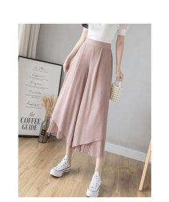 ワイドパンツ | シフォンパンツ レディース きれいめ ハイウエスト ガウチョパンツ ボトムス ゆったり 体形カバー ロング丈 夏物 オフィス 通勤 女性らしい