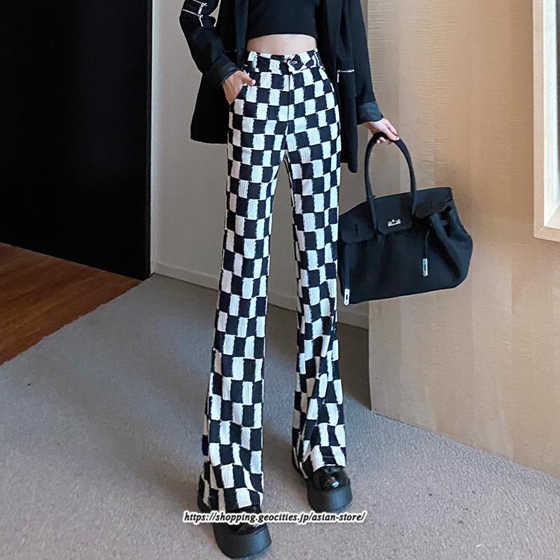 チノ・テーパード・ジョガー・スキニーパン | パンツ レディース フレアパンツ ロングパンツ チェック柄 カジュアル ハイウエスト ワイドパンツ トレンド かわいい おしゃれ 楽ちん お出かけ 送料無料 デート