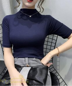 ｔシャツ・カットソー | 秋Tシャト トップス コットン カジュアルTシャツ レディース ハイネック おしゃれ Tシャツ Tシャツ 日常感 大きいサイズ 7色展開 上品 5分袖 秋服 ゆったり