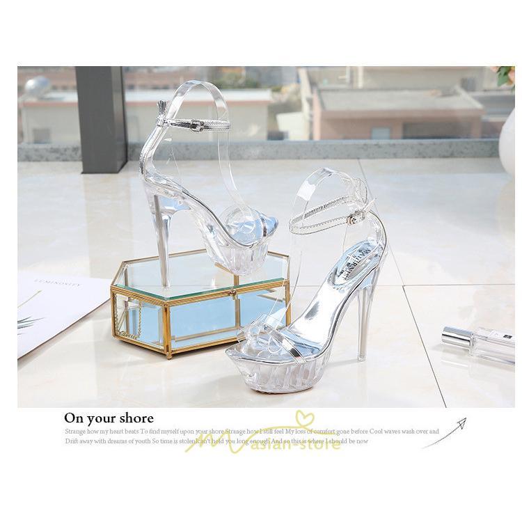 パンプス | ハイヒール 靴 厚底 シューズ 厚底靴 コスプレシューズ 女性 レディース 大きいサイズ 透明 コンテスト 14cmヒール ポールダンス ストラップ セクシー