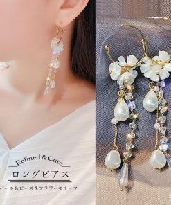 その他アクセサリー | レディース かわいい 大きめ チェーンピアス ロングピアス パール フープ ぶらさがり ピアス