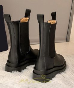 ミドルブーツ | ブーツ レディース グランドトゥ サイドゴア 裏起毛 痛くない 履きやすい 柔らかい 滑らない 通勤 通学 オフィス 美脚 2022新作 OL アウトドア