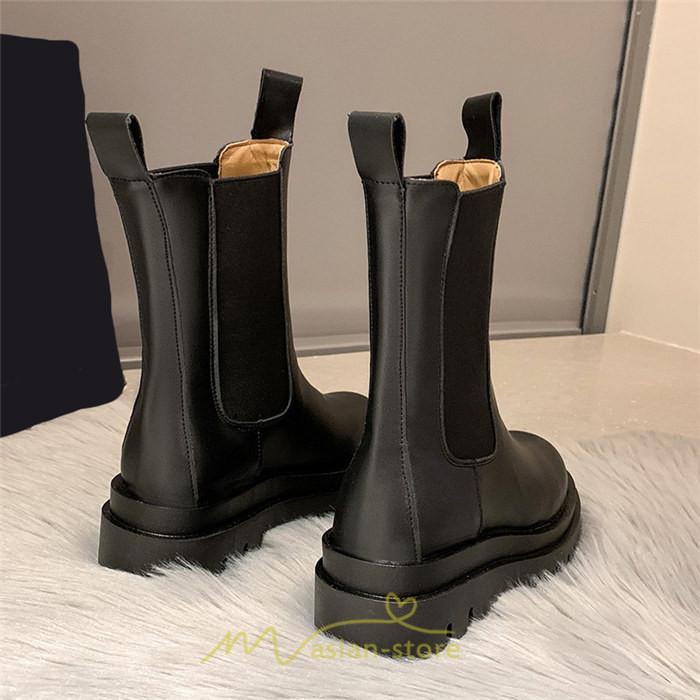 ミドルブーツ | ブーツ レディース グランドトゥ サイドゴア 裏起毛 痛くない 履きやすい 柔らかい 滑らない 通勤 通学 オフィス 美脚 2022新作 OL アウトドア