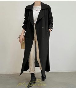 チェスターコート | トレンチコート レディース ロングコート ジャケット 切替 バッグプリーツ 長袖 秋物 アウター 防風 大人 無地 秋コーデ お洒落 エレガント 上品感 後ろベルト