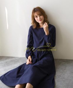 マキシ | ワンピース 秋 レディース 綿麻ワンピース ロングワンピース ウエストリボン付き 縛る 着痩せ Aラインワンピース 30代40代50代 長袖ワンピース 大人 可愛い 無地