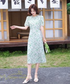 ミディアム | サマーワンピース レディース 着痩せ 半袖 花柄 ワンピース バックファスナー ワンピース 膝丈 ミディアムワンピース 上品 通勤通学 30代 上品 40代 お出かけ