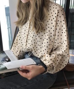 Tシャツ・カットソー | おしゃれ レディース シフォンブラウス ブラウス ドット柄 シャツブラウス ゆったり トップス 水玉模様 オフィス 長袖