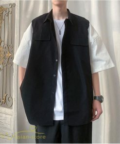 シャツ | ライトアウター メンズ ワイドカジュアル 切り替え トップス ゆったり 5分袖 韓国風 カッコウイイ ゆる夏コーデ オーバーサイズ 大きいサイズ